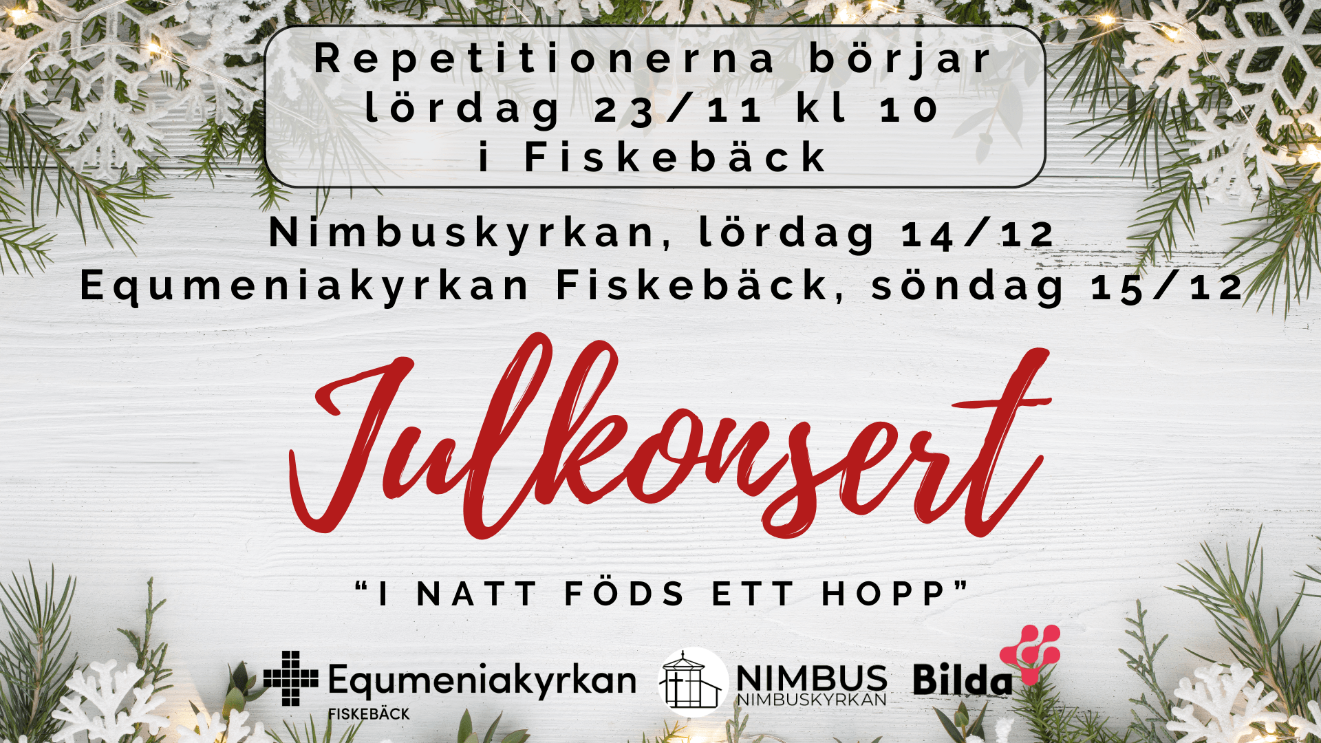 Projektkör i Juletid 2024 – i år två Julkonserter 14/12 & 15/12